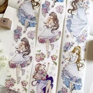 Charming flower girls Die-cut PET tape SAMPLE | 100 cm loop