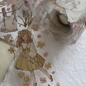Fairytale flower girl PET tape sample | 100 cm loop | creative journaling materials