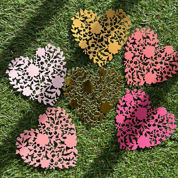 6 pcs flower hearts diecut set
