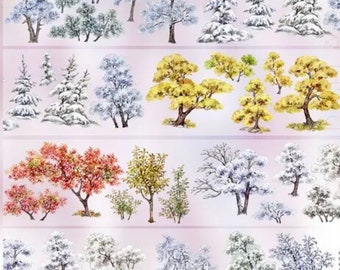 Autumn winter trees PET tape sample | 100cm barrel