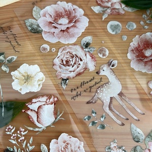 Jennyuanzi Vol.5 Flowers and Deers PET tape sample | scrapbook junkjournal collage stationery