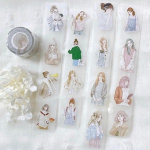Échantillon de ruban PET Hello Girls Fashion pour scrapbook junkjournaling Diy Collage