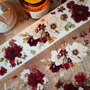 Yier Studio | Vermilion Deep Red Flower PET tape SAMPLE | 100 cm loop