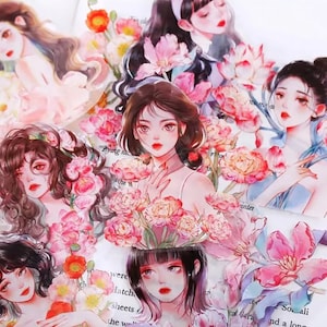 Campione di nastro PET per ragazze fiore di loto | Canna da 90 cm | scrapbook journaling collage cancelleria fai da te
