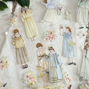 ANELLO DA 250 cm | ragazza e fiori (2) Campione di nastro PET | scrapbooking journaling collage cancelleria