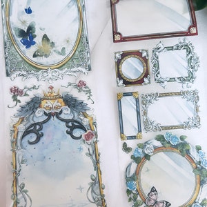 campione di nastro PET con cornice per specchio vintage | Oggetti effimeri per l'inserimento nel journal di album