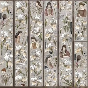 Campione di nastro PET per ragazza di fiori retrò | Corsa di 200 cm | scrapbooking bullet journal journaling collage fai da te cardmaking cancelleria