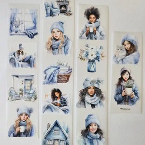 71Poysjournal Cosy Blue PET ruban ÉCHANTILLON | Canon de 100 cm | autocollants décoratifs pour scrapbooking