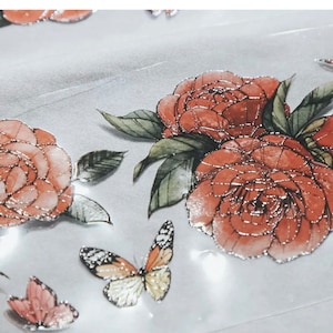 Modaizhi Camellia Rotes und weißes PET-Klebeband-MUSTER | 200 cm Schlaufe | Junkjournal-Materialien