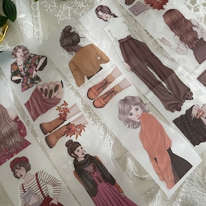 LondonGifties Échantillon de ruban PET Autumnal Girls| autocollants pour journal de scrapbooking