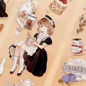 Bakery girl PET tape sample | 100 cm loop | scrapbook junk journal stationery