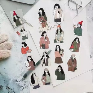 Gwiazda | Sezonowe dziewczyny na wakacje | Przykładowe naklejki na taśmie PET do scrapbookingu