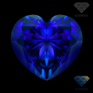Safira azul lapidada em forma de coração, 100% autêntica, pedra preciosa solta, coríndon azul-royal facetado, cultivada em laboratório, safira em formato de coração, UE