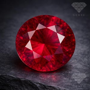 Raspberry Red Ruby Round Faceted Loose Gemstone Lab-Grown Corundum for Engagement Ring Jewelry Making