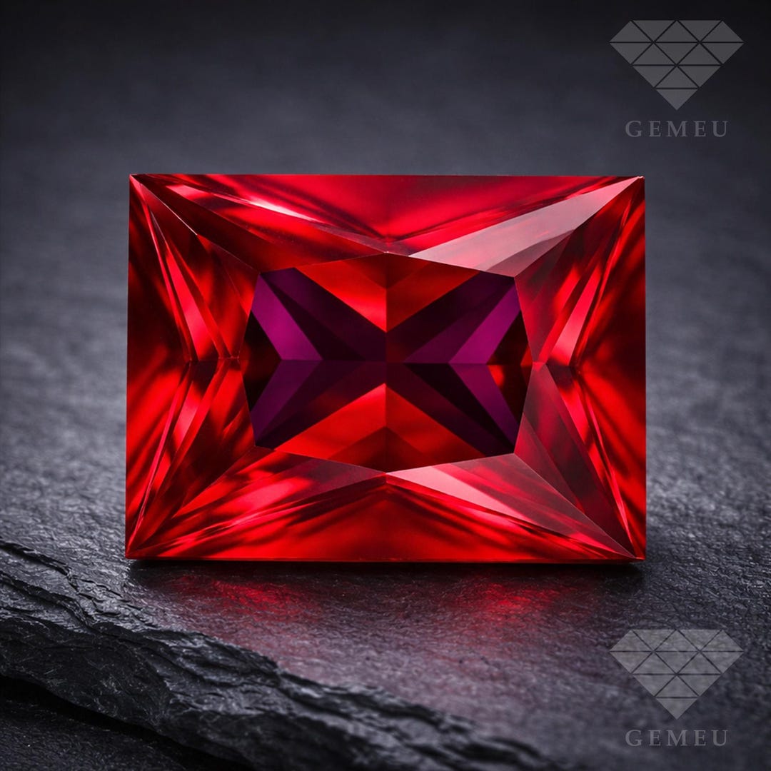 Rectangle Ruby Stone Ruby Stone Princess Cut Rectangle Lab-grown Corundum Raspberry Red ...