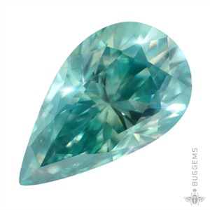 Moissanite Pear Cut Loose Genuine Fancy Blue Green Diamond Alternative Stone 3.74ct.