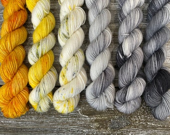 Merino Wool Yellow and Gray Hand Dyed Chunky Ombre Yarn