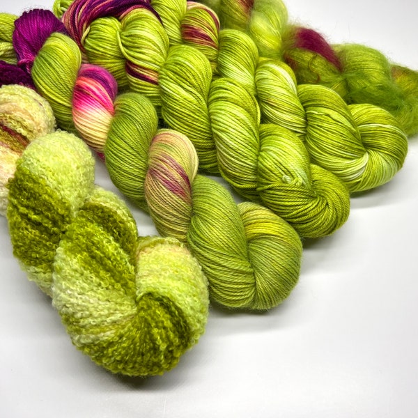 ZAZZLE, 5 Base Options, Variegated, Color Pooling, Indie Dyer, Apple Green, Fuschia, Hand Dyed Yarn