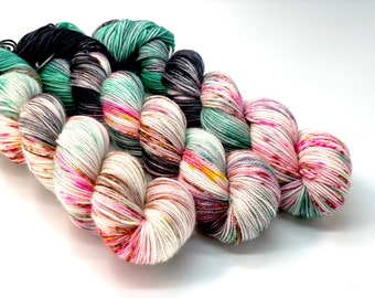 SWEATER WEATHER, 3 Base Options, Speckled,Variegated, Indie Dyer, Mint, Grey, Toffee, Pink, Hand Dyed Yarn