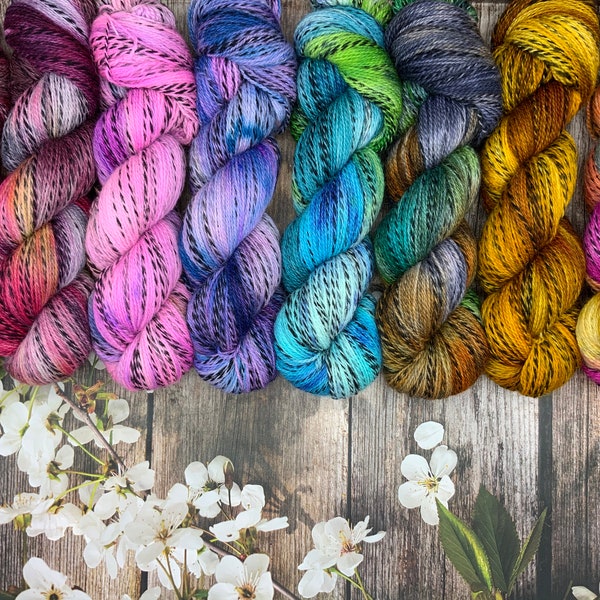 Zebra Yarn, Indie Dyer, Peruvian Wool, non-Superwash,  10 Color Options, Variegated,Hand Dyed Yarn