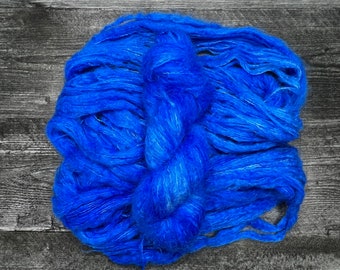 COSMIC BLUE, Nuvola DK, Fluffy, Baby Suri, Silk,  Indie Dyer, Tonal,Blue, Hand Dyed Yarn