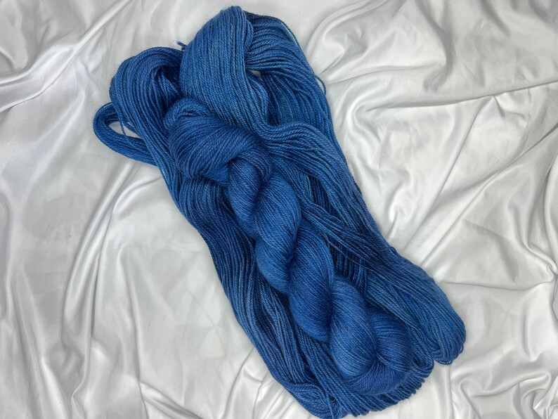 MARINA, Corriedale Sport Yarn, Non-Superwash, Indie Dyer, Bright Blue, Tonal ,Hand Dyed Yarn image 2