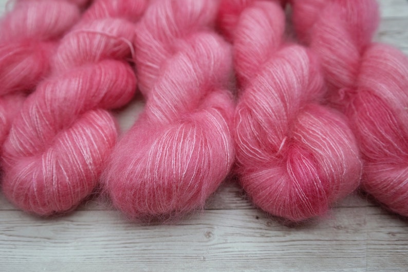 Hand Dyed Yarn-AZALEA on Dreamy Mohair Laceweight Base