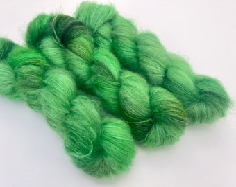 GALWAY,  Lace weight Yarn,  Mohair, Silk, Indie Dyed, Tonal, Fluffy, Halo, Green