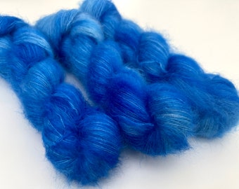 COSMIC BLUE,   Lace weight Yarn,  Mohair, Silk, Indie Dyed, Tonal, Fluffy, Halo, Electric Blue