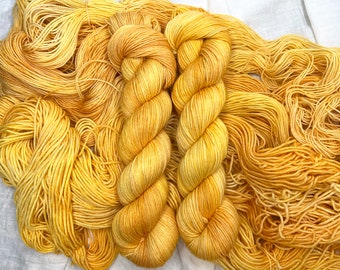 Citrus Collection:MEYER LEMON, Superwash, 2 Base Options, Speckled, Variegated, Indie Dyer, Yellow, Tangerine,  Hand Dyed Yarn