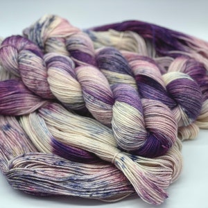 Birthstone Collection FEBRUARY-AMETHYST,4 Base Options, Speckled,Variegated, Indie Dyer, Lavender, Purple, Pink, Toffee, Grey,Hand Dyed Yarn Corriedale Sport