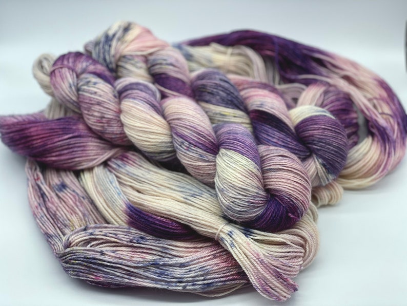 Birthstone Collection FEBRUARY-AMETHYST,4 Base Options, Speckled,Variegated, Indie Dyer, Lavender, Purple, Pink, Toffee, Grey,Hand Dyed Yarn Corriedale Sport