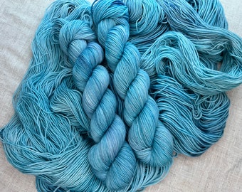 Berry Season Collection: BLUE RASPBERRY,  Superwash, 2 Base Options, Speckled, Tonal, Indie Dyer, Blue, Aqua,  Hand Dyed Yarn