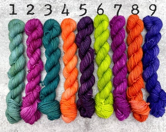 ADD A MINI, Mini Skein, Fingering Weight Yarn, Superwash Merino, Multiple Colors Available, Hand Dyed Yarn