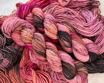 FOLKLORE, Superwash, 2 Base Options, Speckled, Indie Dyer, Pink, Orange,  Brown, Hand Dyed Yarn