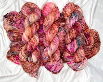 FRUIT SALAD  Superwash, Single Ply, Variegated, Pink, Peach, Indie Dyer,