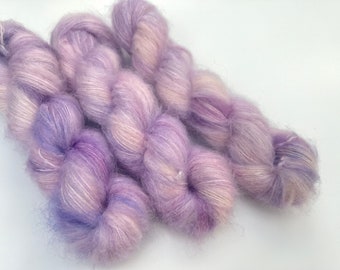 WISTERIA,  Lace weight Yarn,  Mohair, Silk, Indie Dyed, Tonal, Fluffy, Halo, Purple, Lavender, Lilac