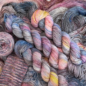 JULINGTON, Superwash, 3 Base Options, Speckled, Variegated, Indie Dyer, Grey, Lavender, Yellow, Pink, Blue image 1