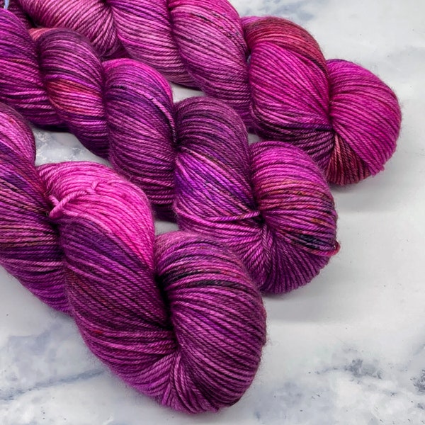 Passiflora,  DK,  Yarn,Indie Dyer, Variegated, Magenta, Purple, Hand Dyed Yarn