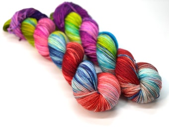 PAINTED DESERT,  2 Base Options, Sock or DK, Superwash, Indie Dyer, Red, Purple, Green, Aqua, Variegated, Speckled, Hand Dyed Yarn