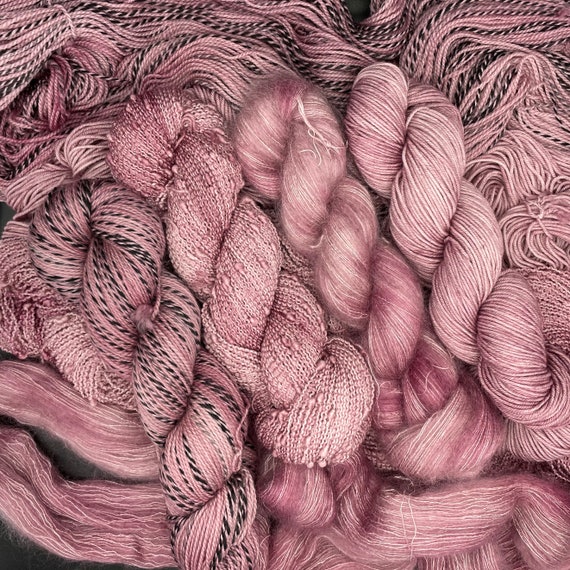 7 Skein Lot Hobby Lobby Yarn Bee Stripe Hype Acrylic Wool Pink Blush Grey  Gray Self Striping 4 Medium Worsted Discontinued 