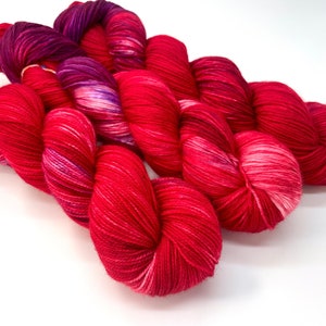 CARL'S CARDINAL, 3 Base Options, Speckled,Variegated, Indie Dyer, Red, Purple,Pink, Hand Dyed Yarn image 1