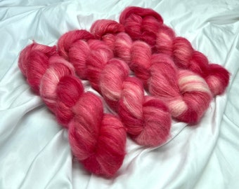 LIPSTICK, Alpaca, Silk, Lace weight Yarn, Indie Dyed, Pink, Hand Dyed Yarn