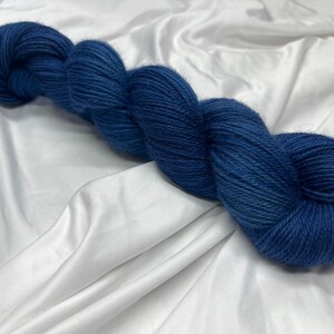 MARINA, Corriedale Sport Yarn, Non-Superwash, Indie Dyer, Bright Blue, Tonal ,Hand Dyed Yarn image 1