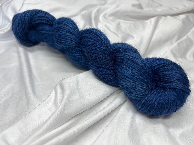 MARINA, Corriedale Sport Yarn, Non-Superwash, Indie Dyer, Bright Blue, Tonal ,Hand Dyed Yarn image 1