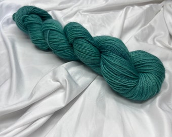 TEMPO TEAL, Corriedale Sport Yarn, Non-Superwash, Indie Dyer, Teal, Tonal ,Hand Dyed Yarn