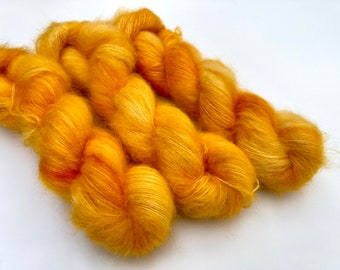 POPPY,  Lace weight Yarn,  Mohair, Silk, Indie Dyed, Tonal, Fluffy, Halo, Orange