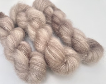 SAND DOLLAR,  Lace weight Yarn,  Mohair, Silk, Indie Dyed, Tonal, Fluffy, Halo, Tan, Beige, Sand Color