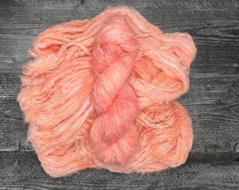 PEACH KISS, Nuvola DK, Fluffy, Baby Suri, Silk,  Indie Dyer, Tonal,Peach, Hand Dyed Yarn