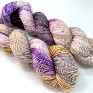 Birthstone Collection FEBRUARY-AMETHYST,4 Base Options, Speckled,Variegated, Indie Dyer, Lavender, Purple, Pink, Toffee, Grey,Hand Dyed Yarn Platinum DK